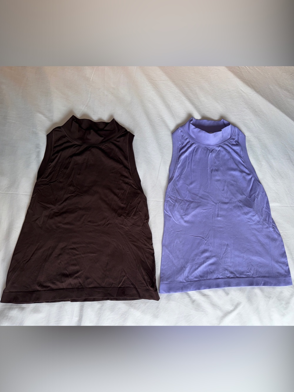 Athleta Sleeveless Mock Neck Tank Tops - Dark Brown & Lavender